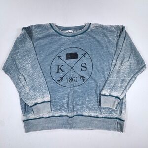 Maurices Sweatshirt Womens‎ XL Blue Distressed Kansas State Pullover